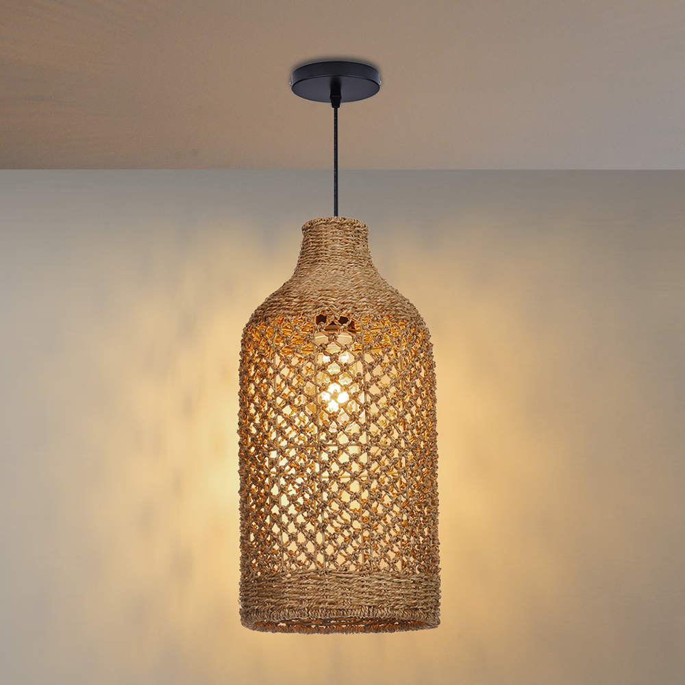 Handmade Rattan Seagrass Chandelier Light for Dining Room-Handwovenlamp