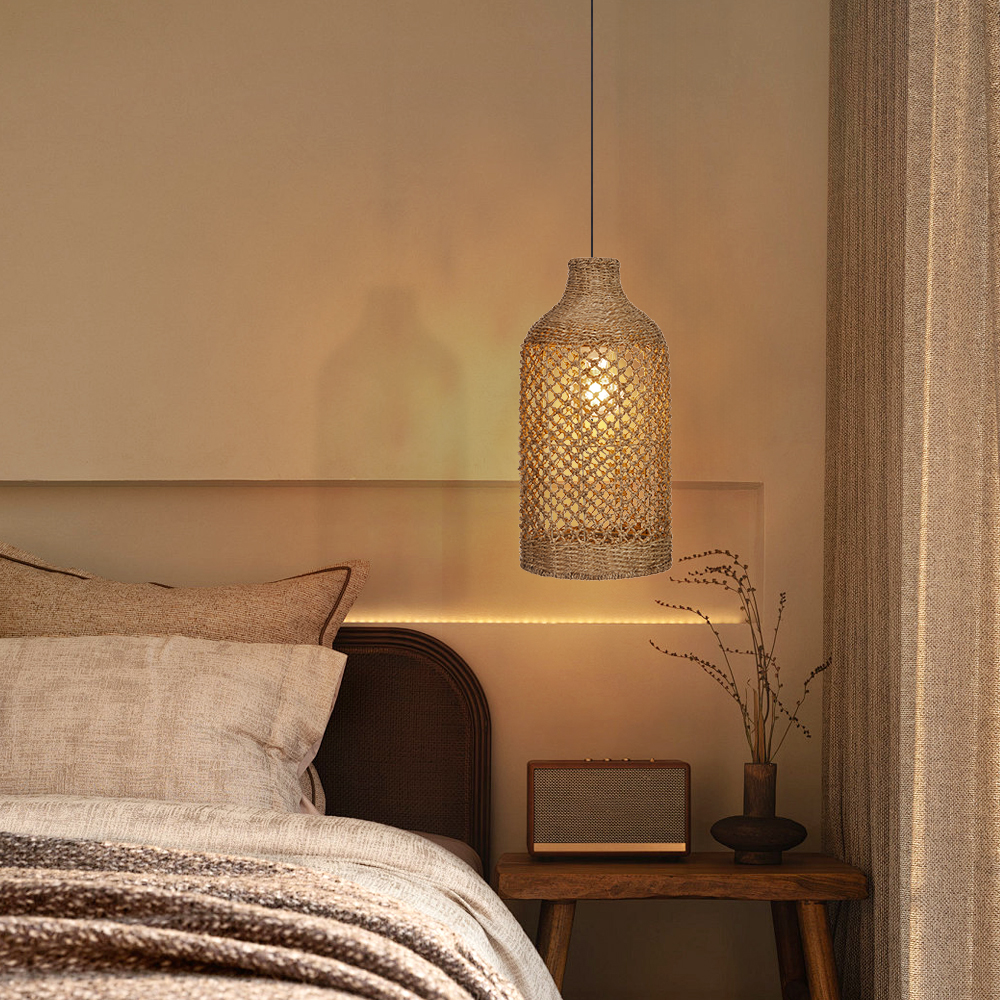 Handmade Rattan Seagrass Chandelier Light for Dining Room-Handwovenlamp