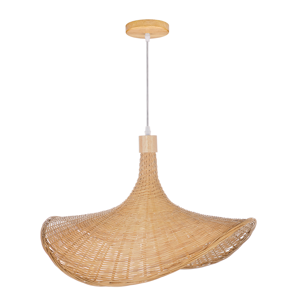 Coastal Living Room Bamboo Woven Pendant Light Japanese Homestay Straw Hat Lamp-Handwovenlamp
