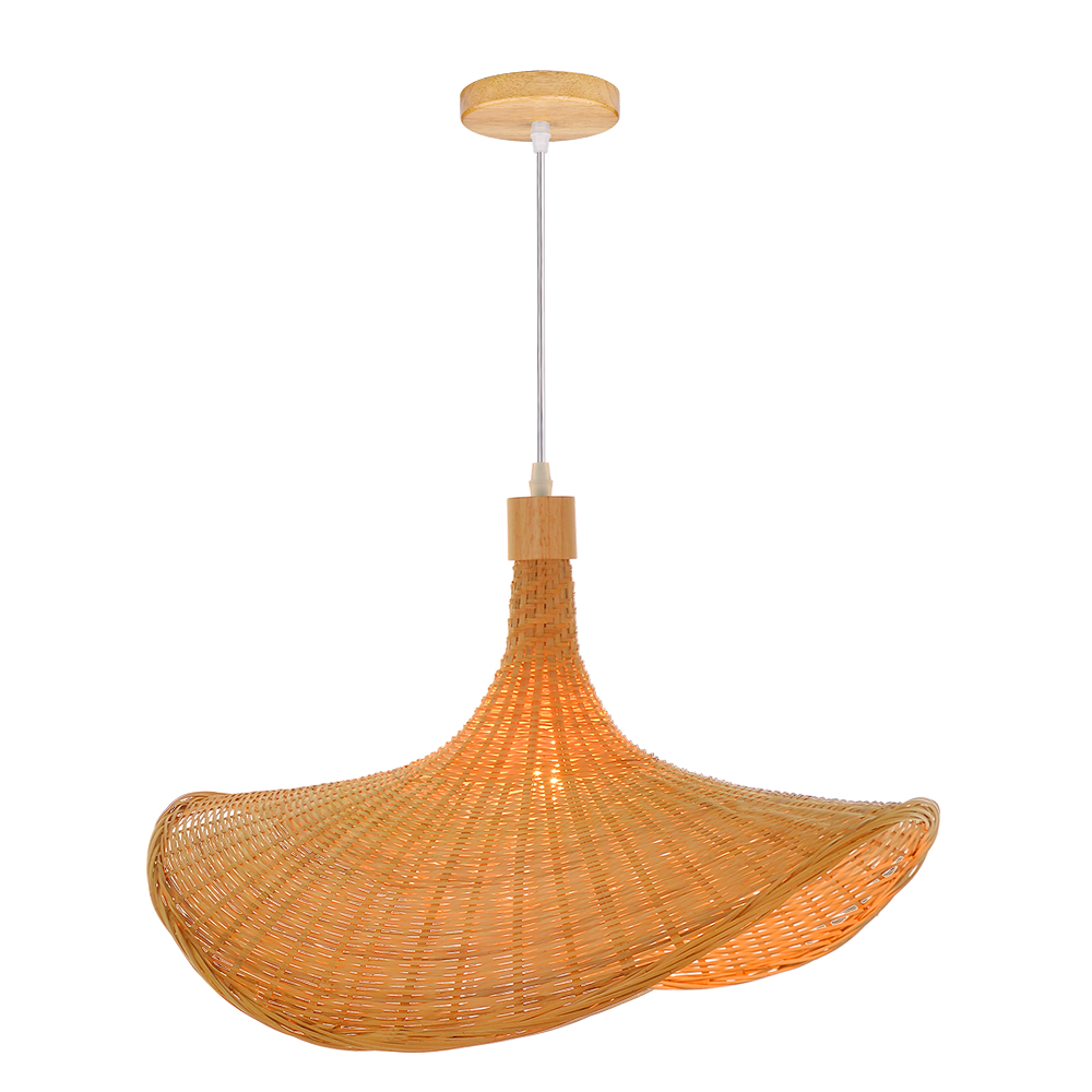 Coastal Living Room Bamboo Woven Pendant Light Japanese Homestay Straw Hat Lamp-Handwovenlamp