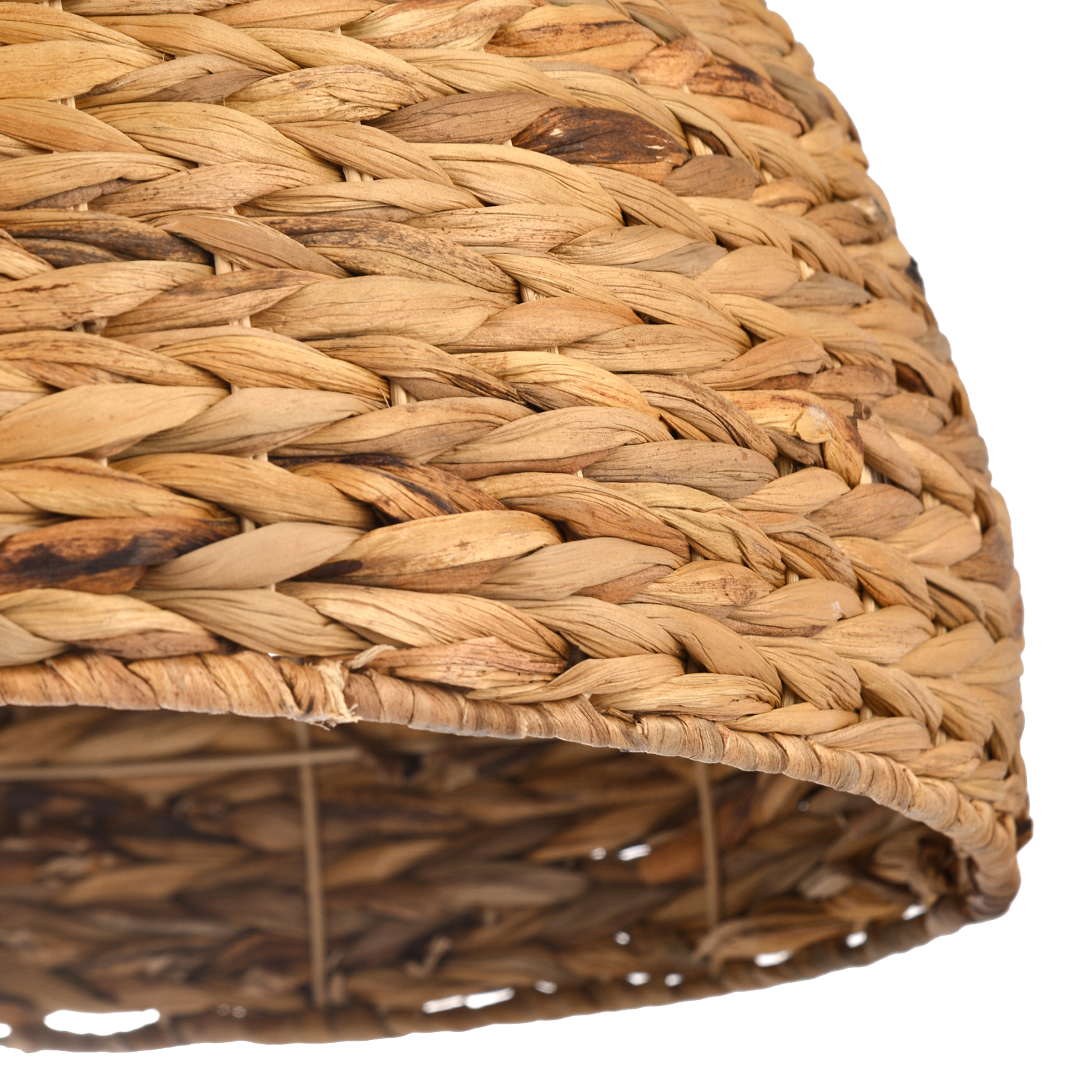 Zen Retro Semicircle Straw Rattan Basket Pendant Light Dining Room Hanging Lampshade-Handwovenlamp