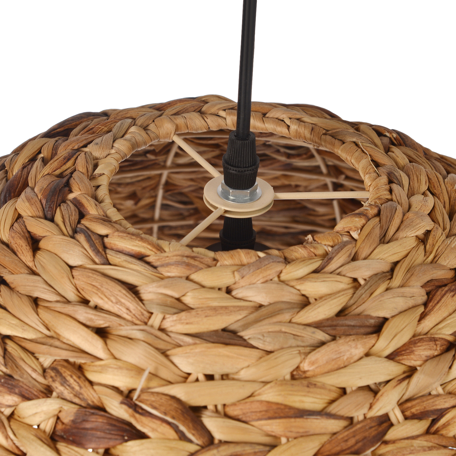 Zen Retro Semicircle Straw Rattan Basket Pendant Light Dining Room Hanging Lampshade-Handwovenlamp