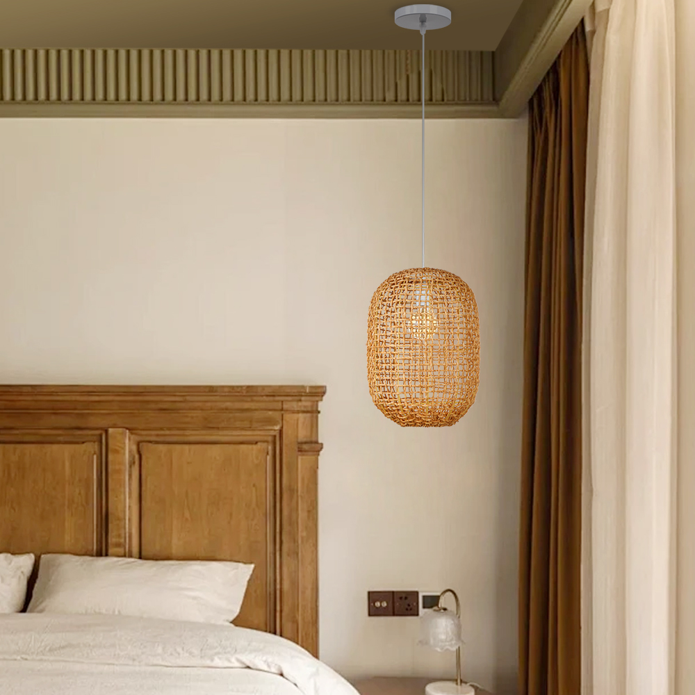 Coastal Living Room Rattan Pendant Light Warm Style Home Decoration-Handwovenlamp