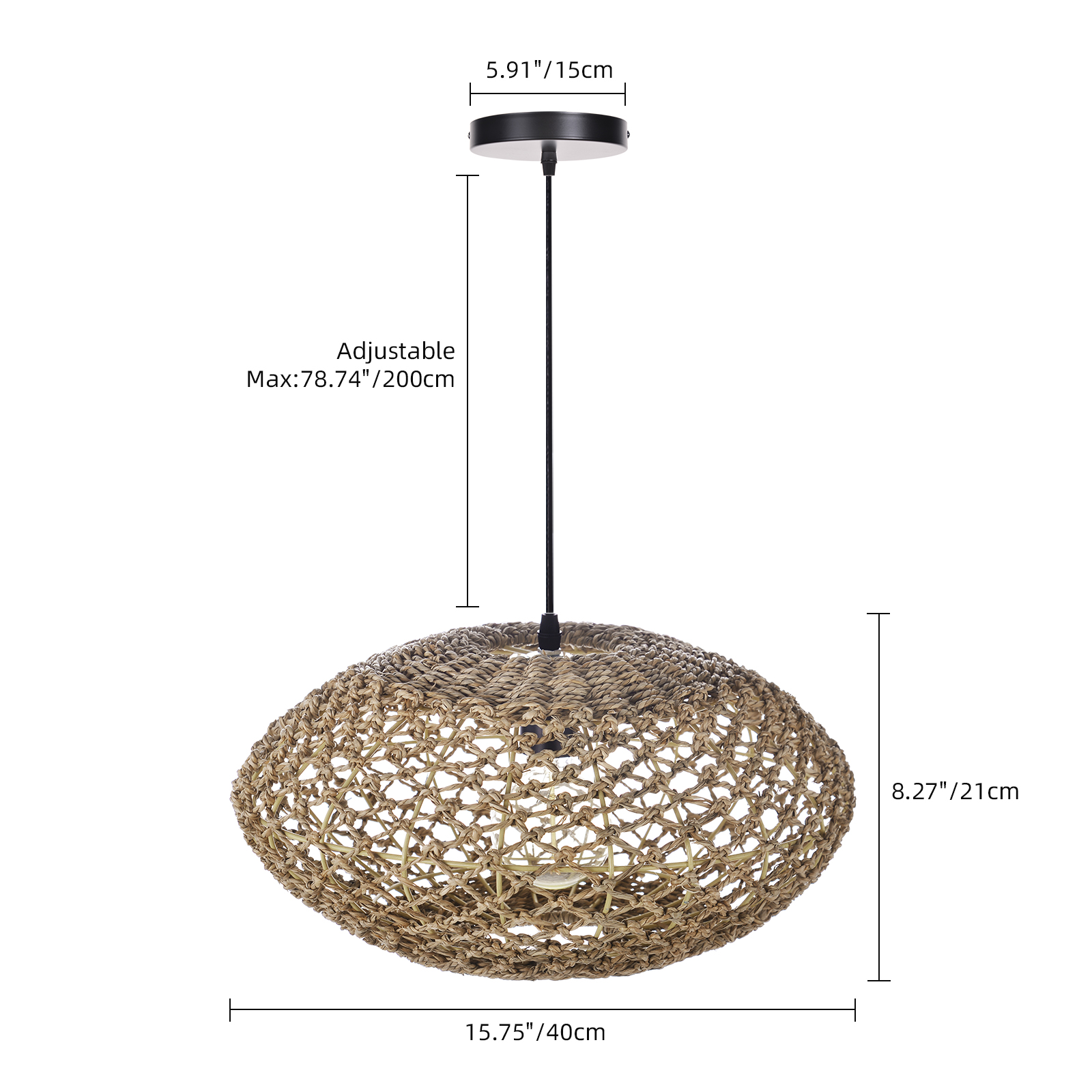 Rustic Country Seagrass Hanging Lamp for Living Room
