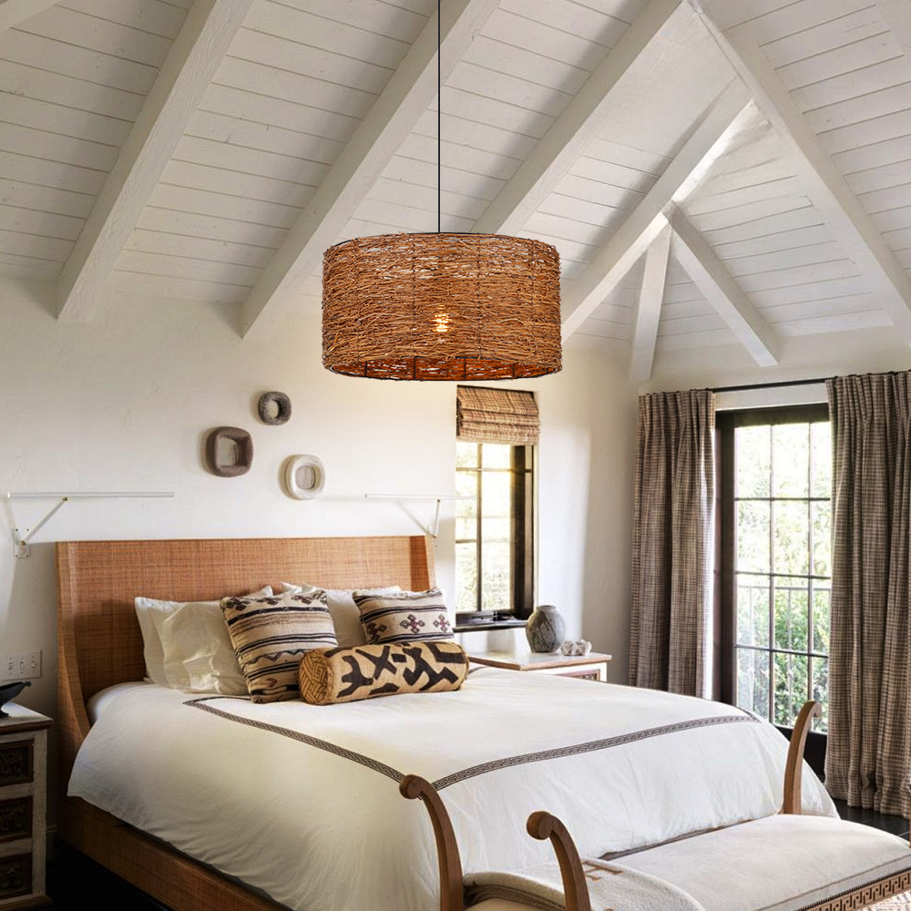 Homestay Zen Retro Rattan Pendant Imitation Bird's Nest Chandelier-Handwovenlamp