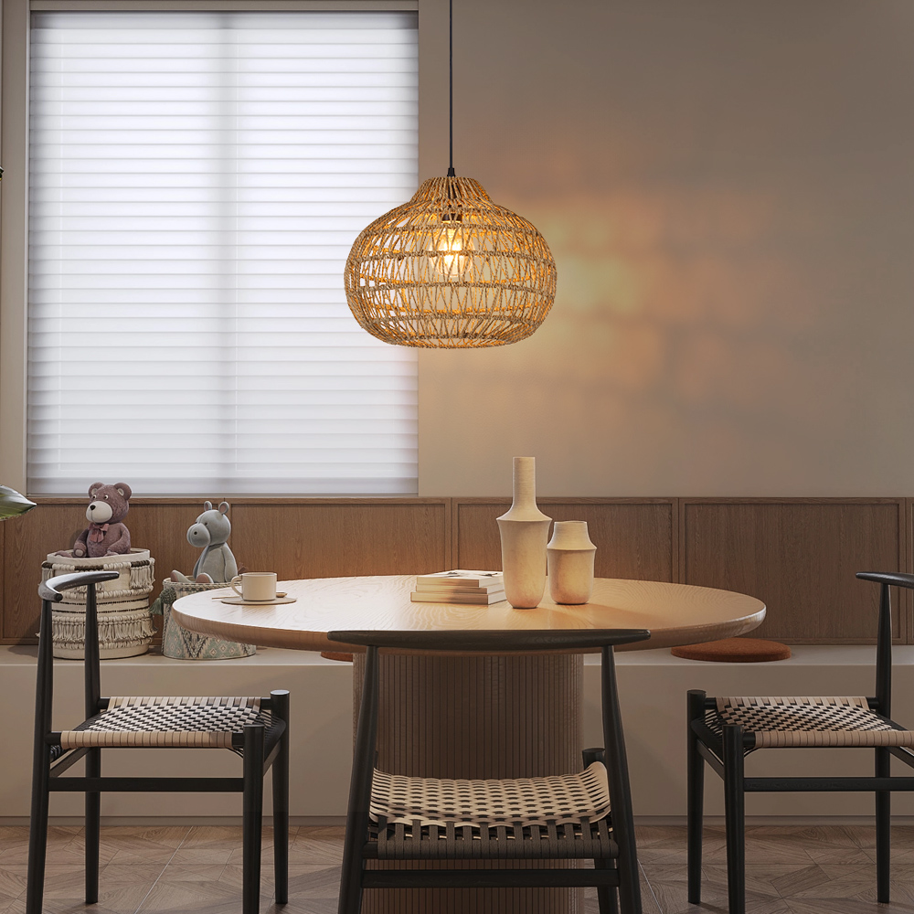 Woven Seagrass Pendant Lamp Wabisabi Kitchen Decor Lighting
