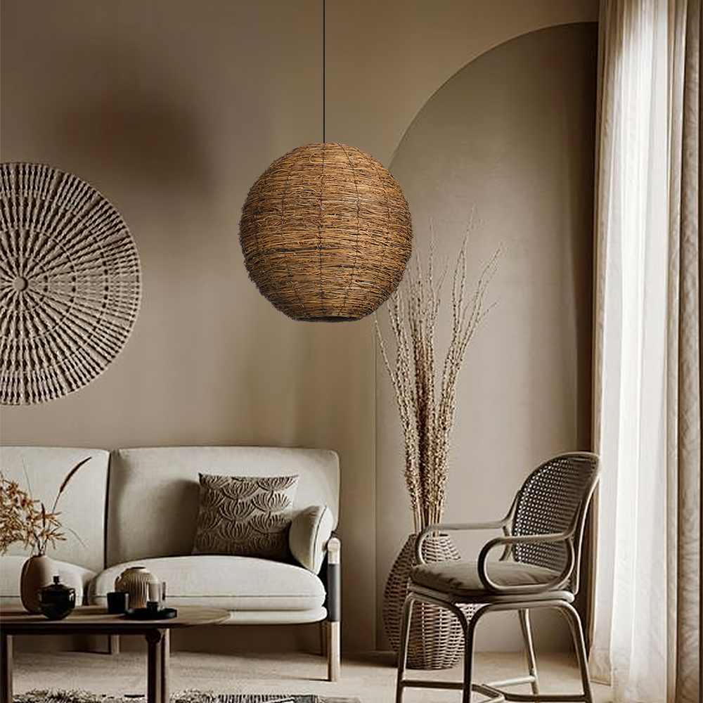 Wabi-sabi Dining Room Rattan Pendant Light Classical Zen Art Restaurant Hanging Lamp-Handwovenlamp