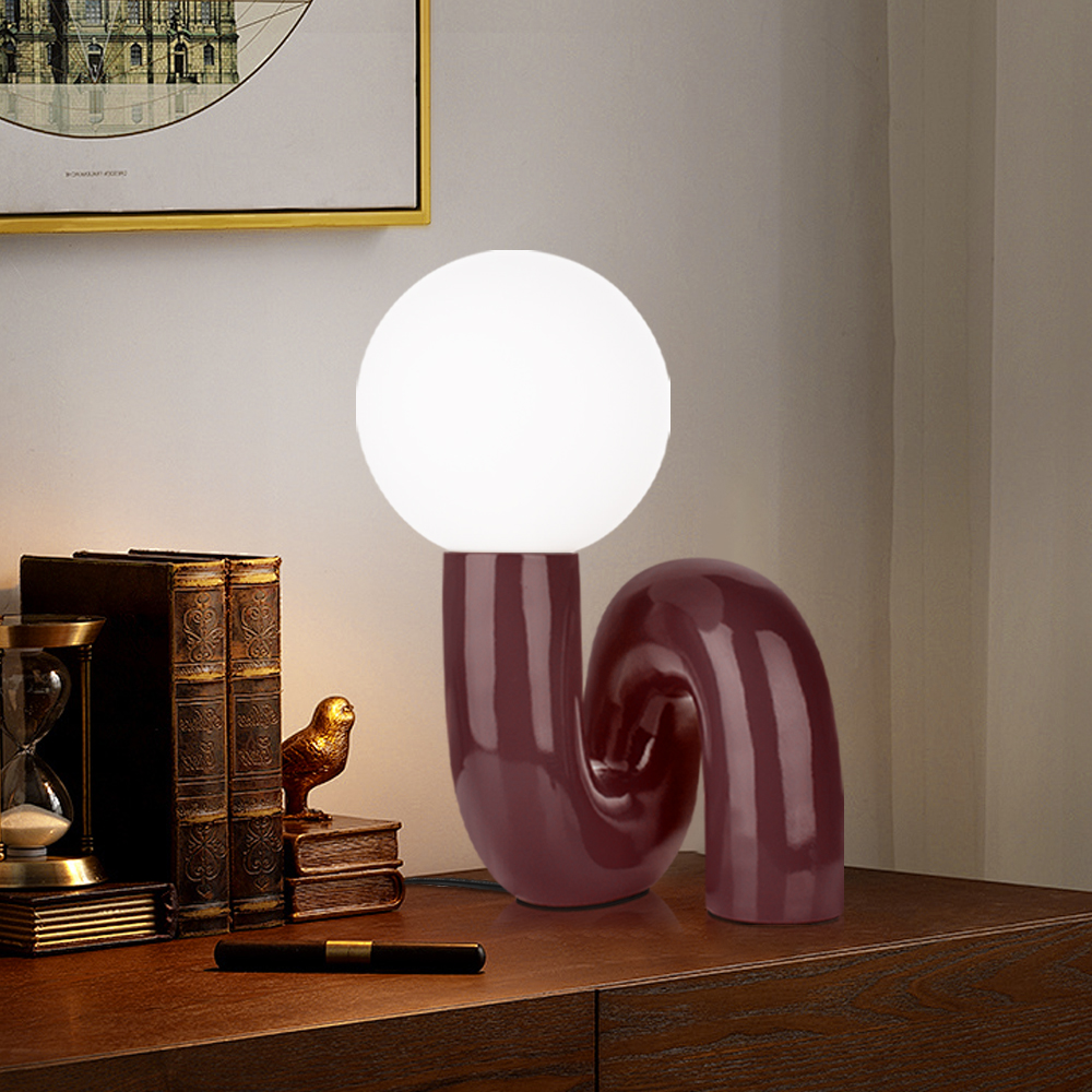 Nordic Red Bedside Lamp Light Luxury Glass Table Lamp-Handwovenlamp