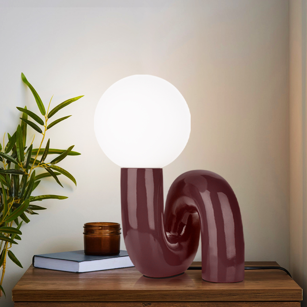 Nordic Red Bedside Lamp Light Luxury Glass Table Lamp-Handwovenlamp