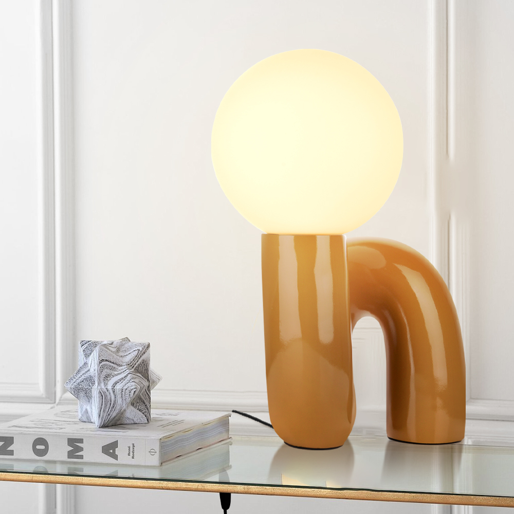 Nordic Red Bedside Lamp Light Luxury Glass Table Lamp-Handwovenlamp