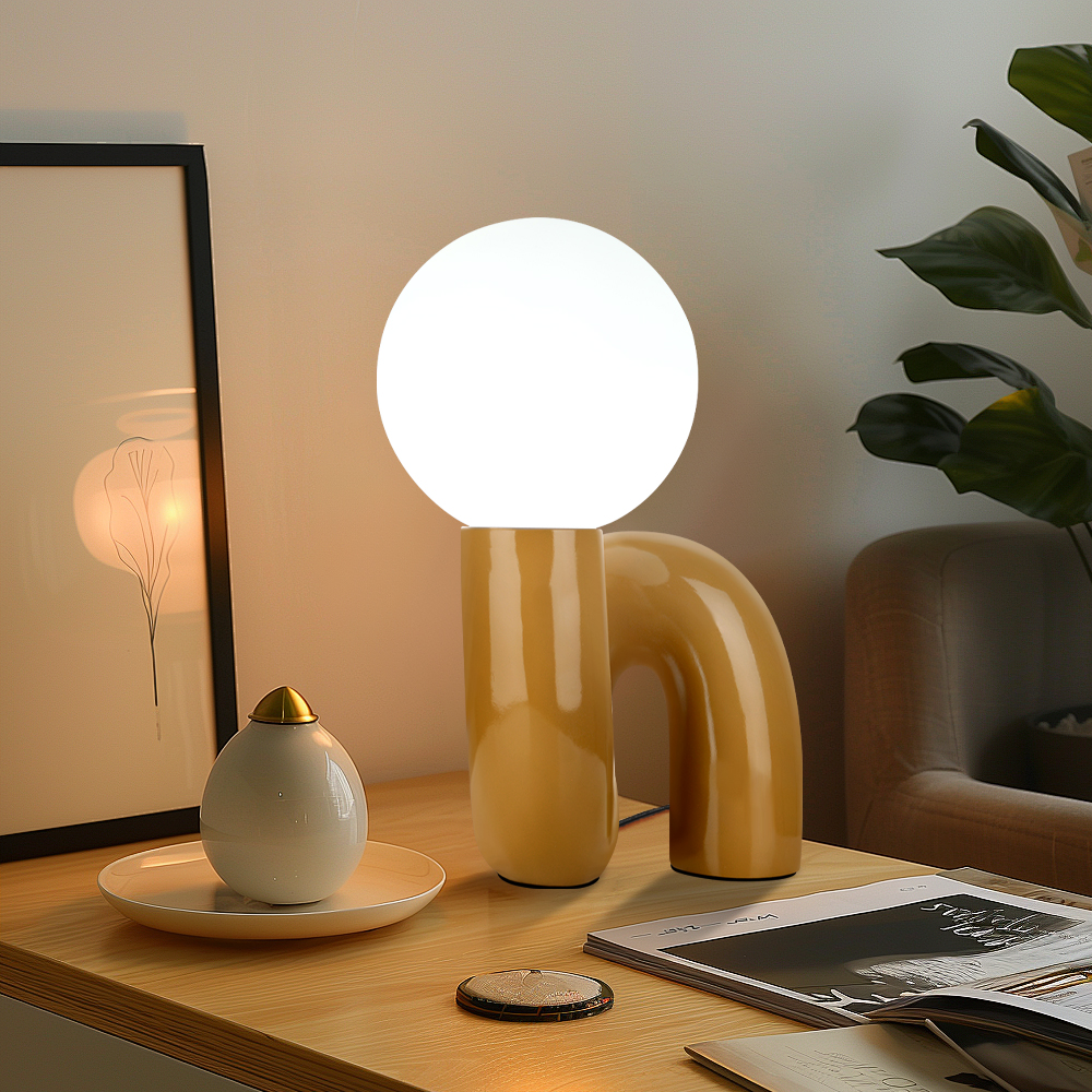 Nordic Red Bedside Lamp Light Luxury Glass Table Lamp-Handwovenlamp