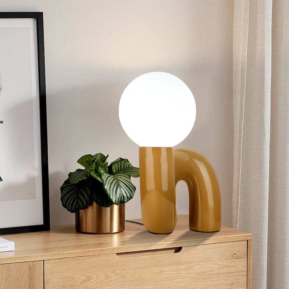 Nordic Red Bedside Lamp Light Luxury Glass Table Lamp-Handwovenlamp