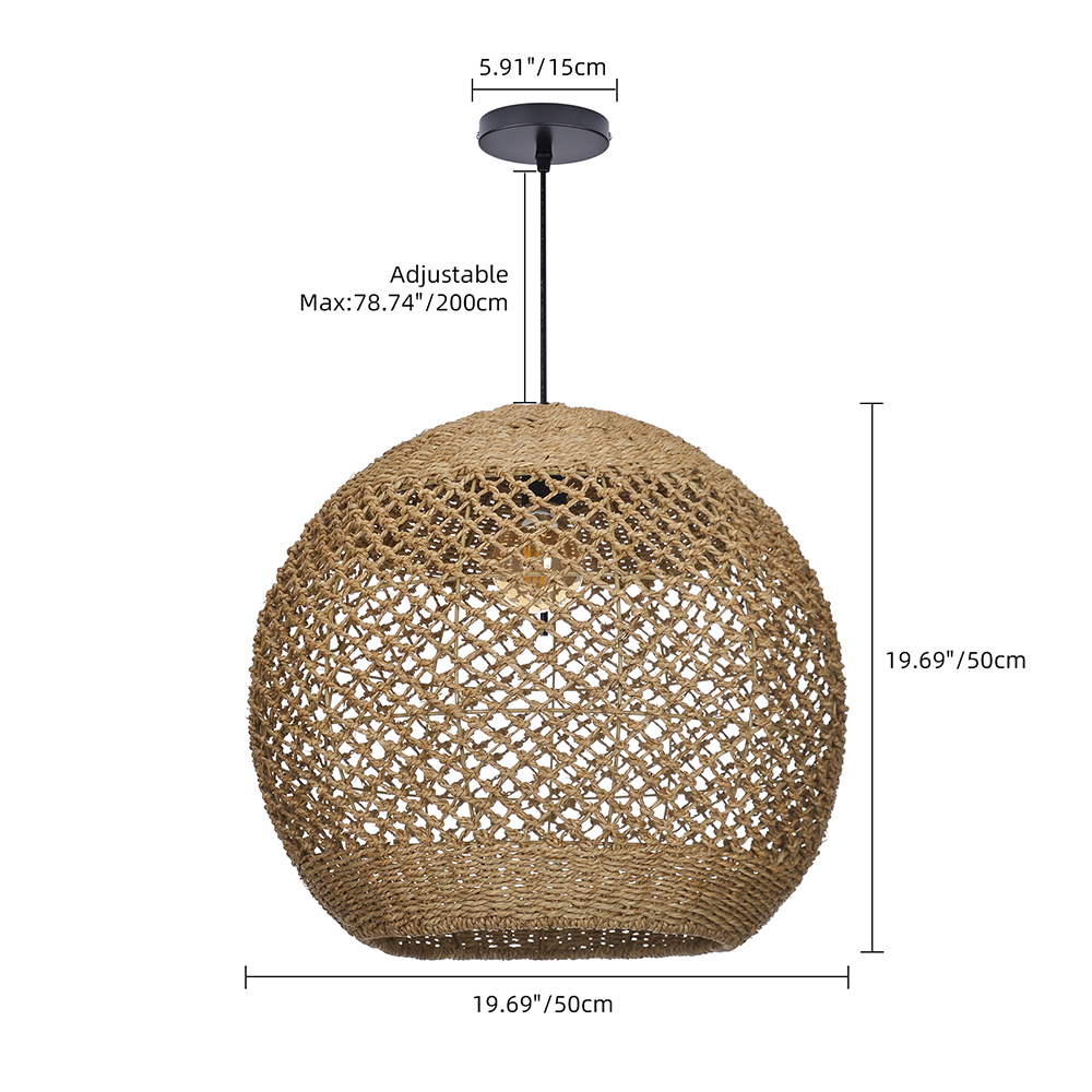 Natural Retro Seagrass Finish Chandelier Wicker Pendant Lighting for Dining Table