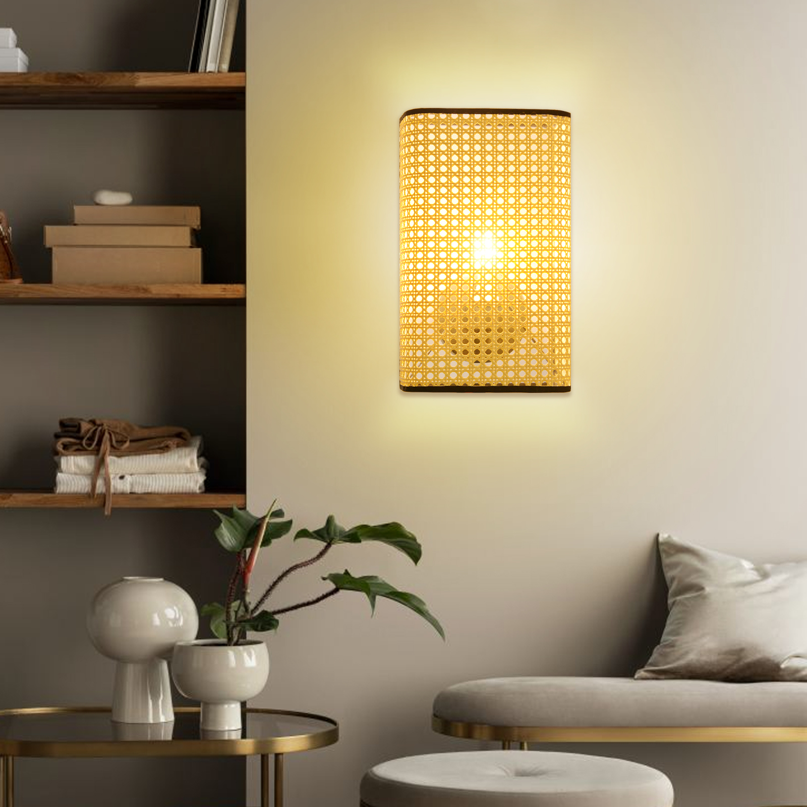 Japanese Living Room Aisle Wall Sconce Bedroom Rattan Wall Lamp-Handwovenlamp
