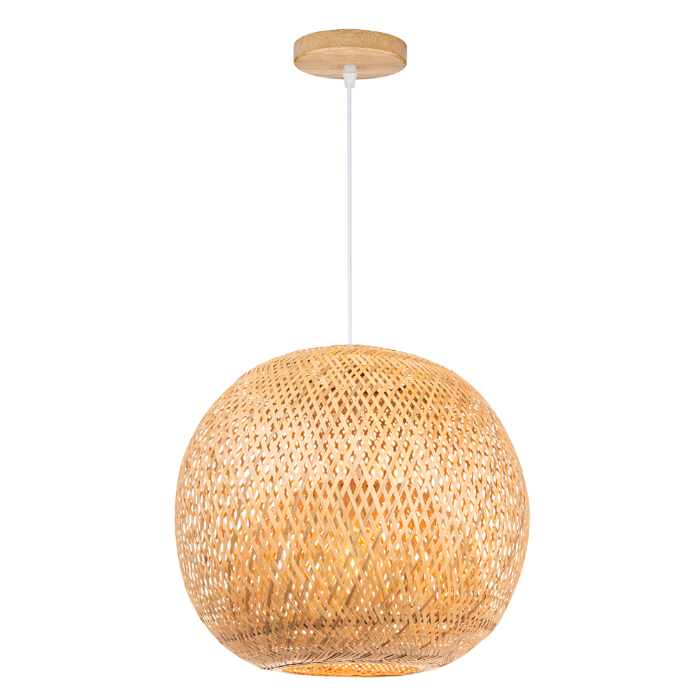 Spherical Bamboo Pendant Light for Bedroom Dining Room-Handwovenlamp