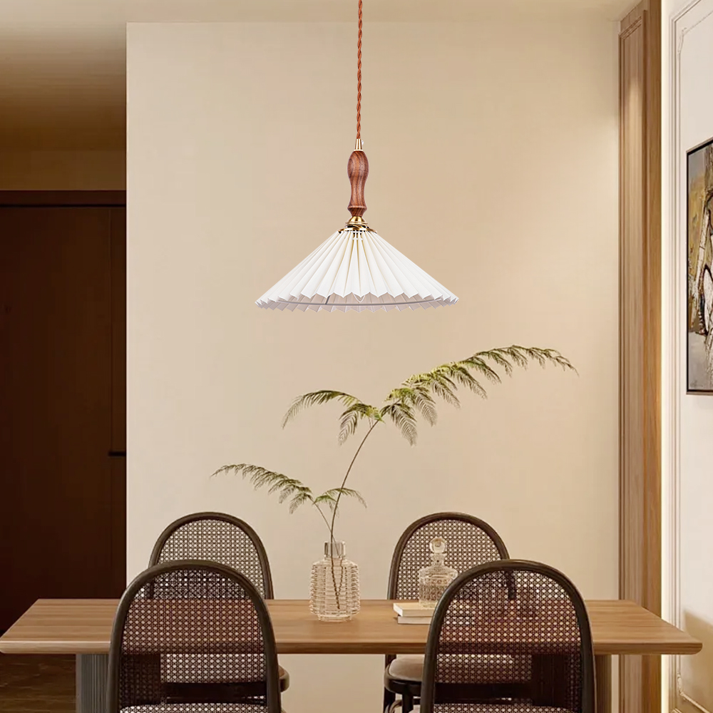 Pleated Design Small Pendant Light French Dining Table Hanging Lamp-Handwovenlamp