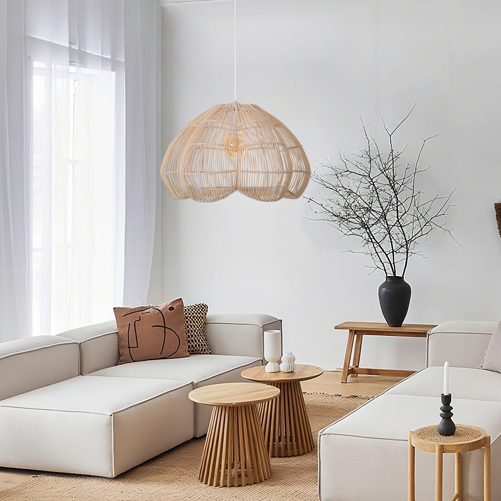 Handmade Rattan Chandelier for Bedroom Dining Room, Buds are about to bloom
