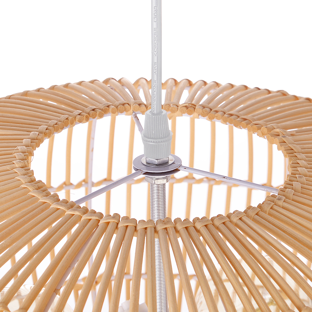 3 Bulbs Hanging Chandelier Medieval Style Dining Room Rattan Pendant Light-Handwovenlamp