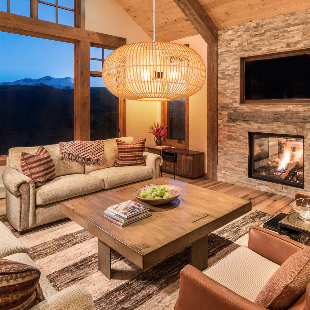 3 Bulbs Hanging Chandelier Medieval Style Dining Room Rattan Pendant Light-Handwovenlamp