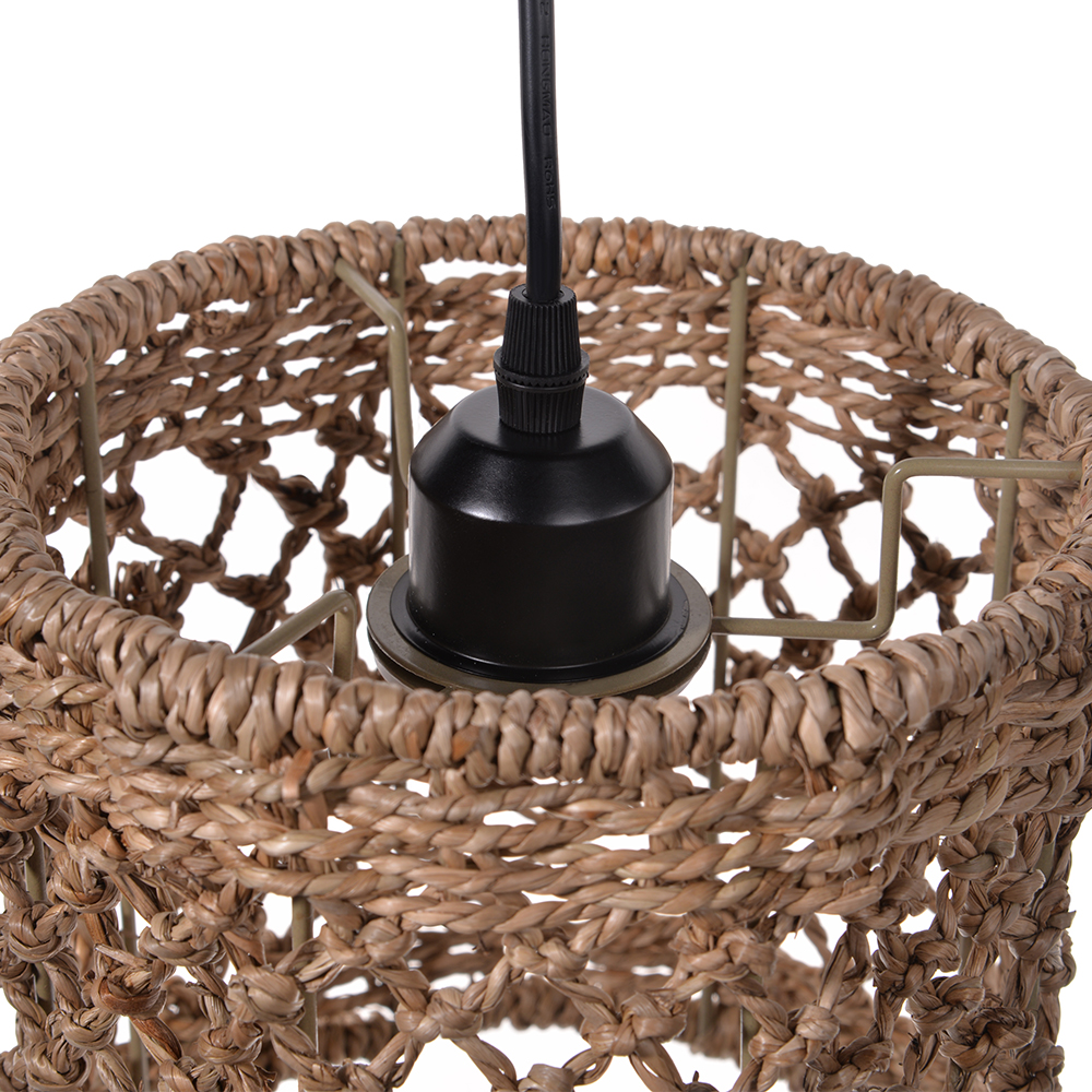 Retro Wicker Rattan Pendant Light Shade Restaurant Loft Style Grass Rattan Lamp-Handwovenlamp