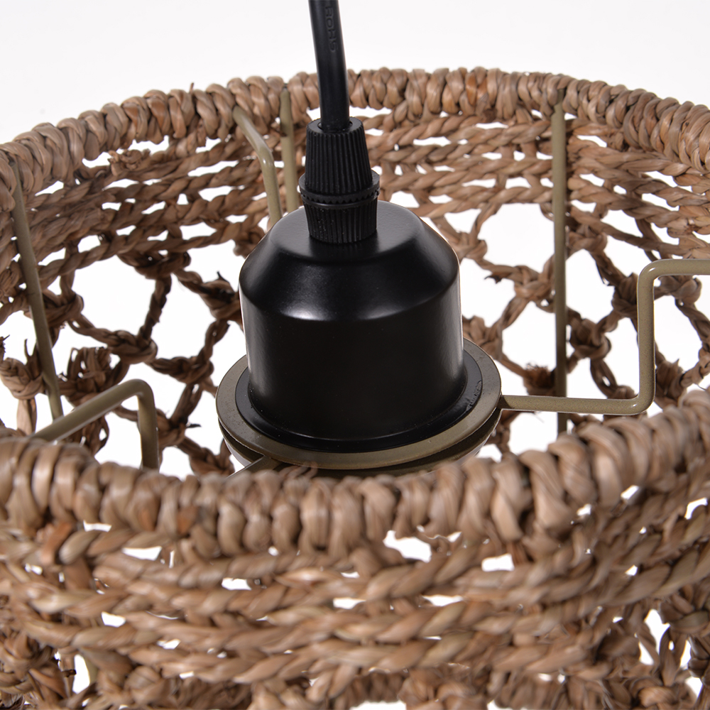 Mini Seagrass Rattan Pendant Lamp Cylindrical Hollow Lampshade-Handwovenlamp