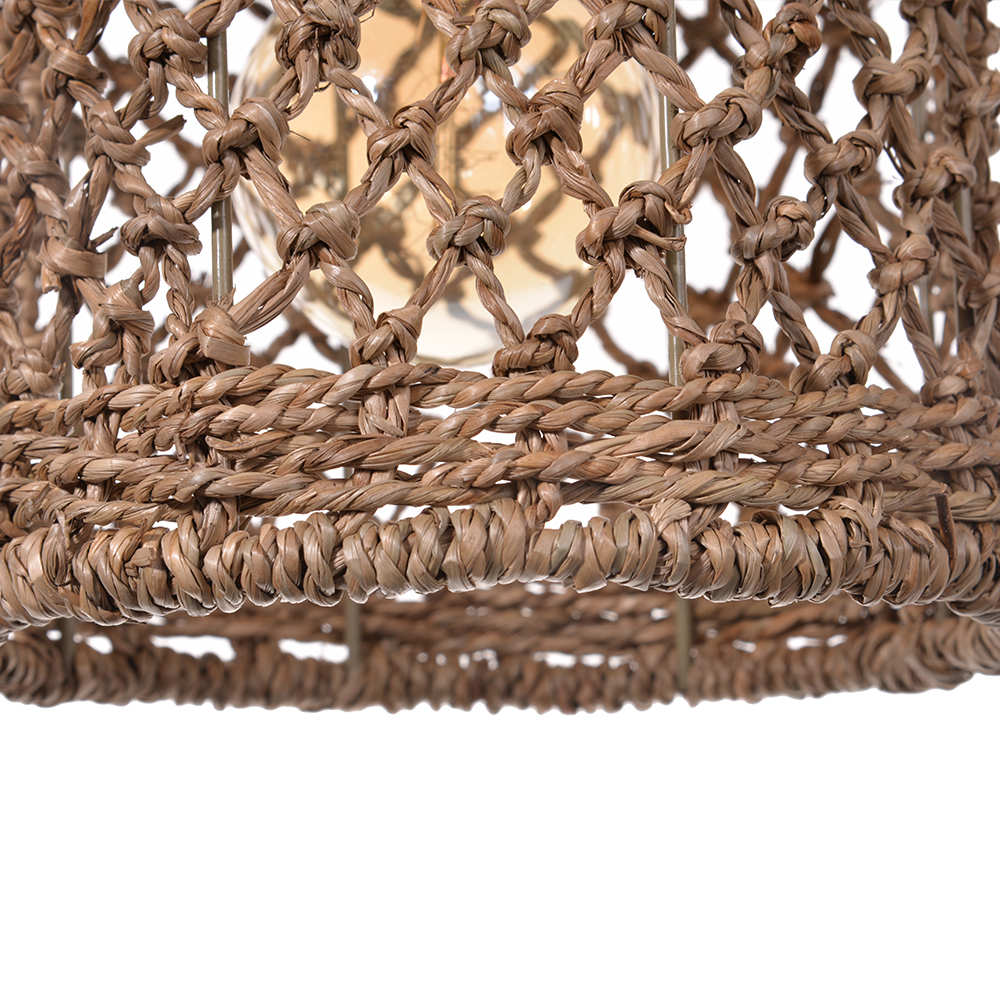 Mini Seagrass Rattan Pendant Lamp Cylindrical Hollow Lampshade-Handwovenlamp
