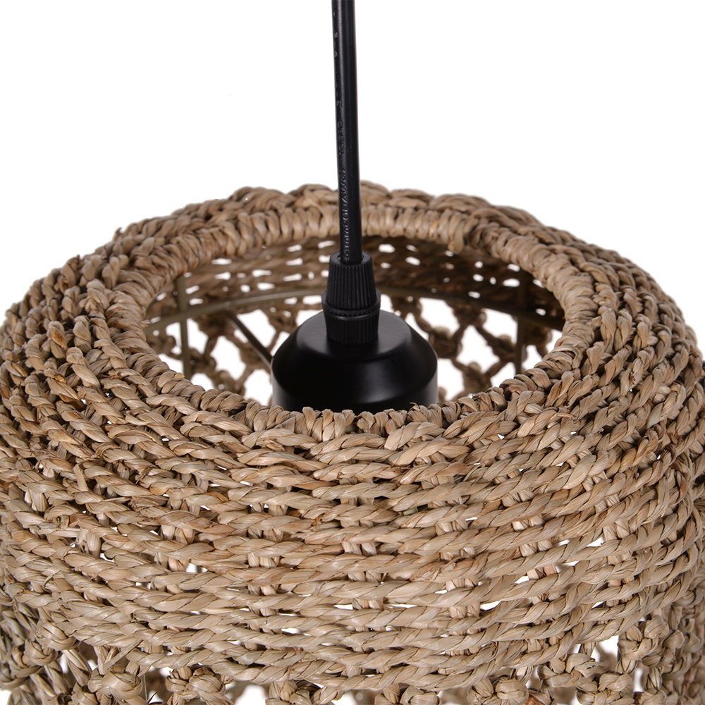 Retro Wicker Rattan Pendant Light Shade Restaurant Loft Style Grass Rattan Lamp-Handwovenlamp