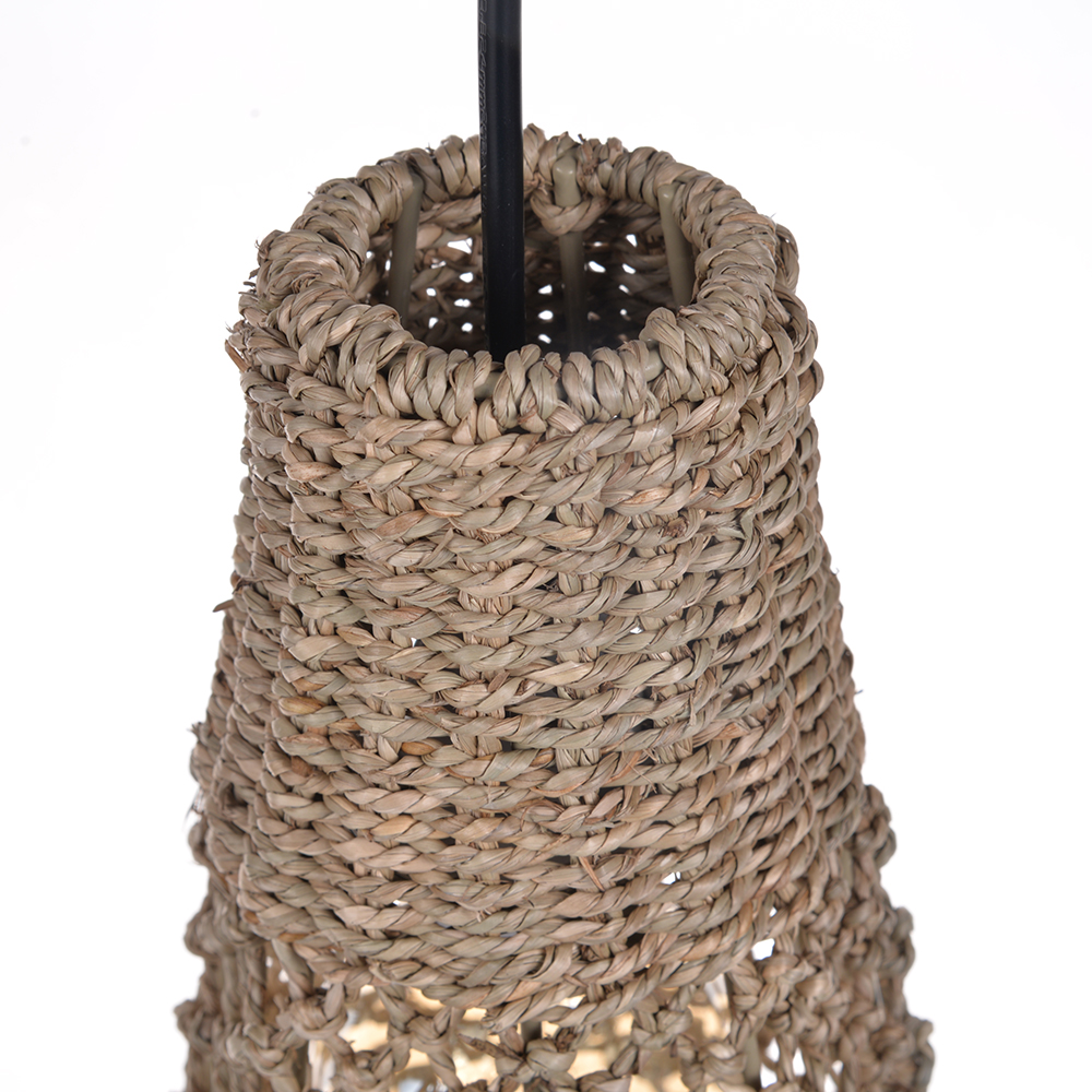 Retro Wicker Rattan Pendant Light Shade Restaurant Loft Style Grass Rattan Lamp-Handwovenlamp