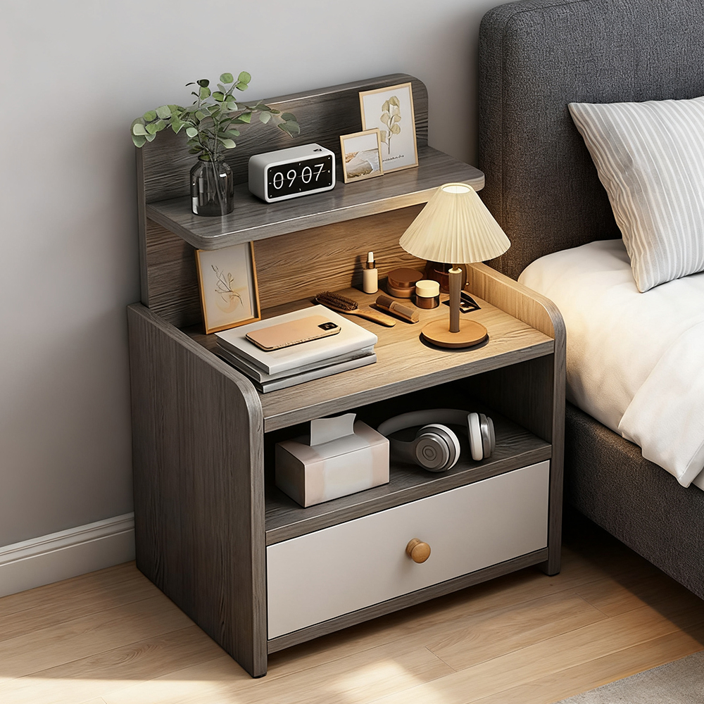 Modern Walnut Bedroom Bedside Table Small Storage Cabinet