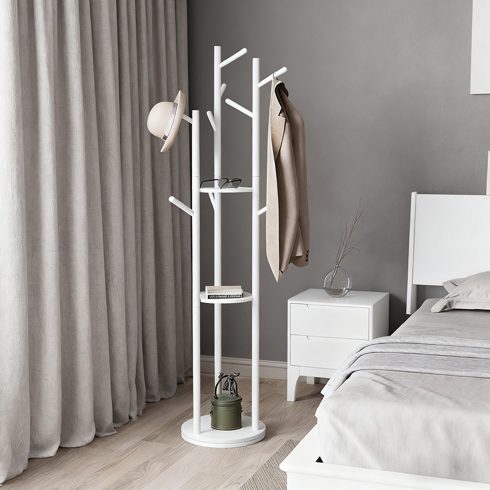 Japanese Style Solid Wood Coat Rack Bedroom Clothes Rack Floor Hanging Clothes Rack