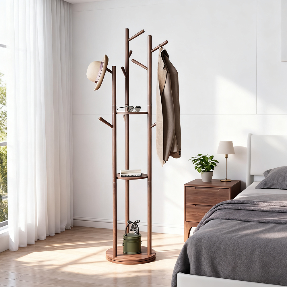 Japanese Style Solid Wood Coat Rack Bedroom Clothes Rack Floor Hanging Clothes Rack