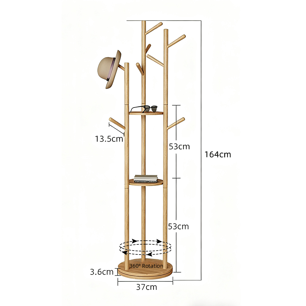 Japanese Style Solid Wood Coat Rack Bedroom Clothes Rack Floor Hanging Clothes Rack