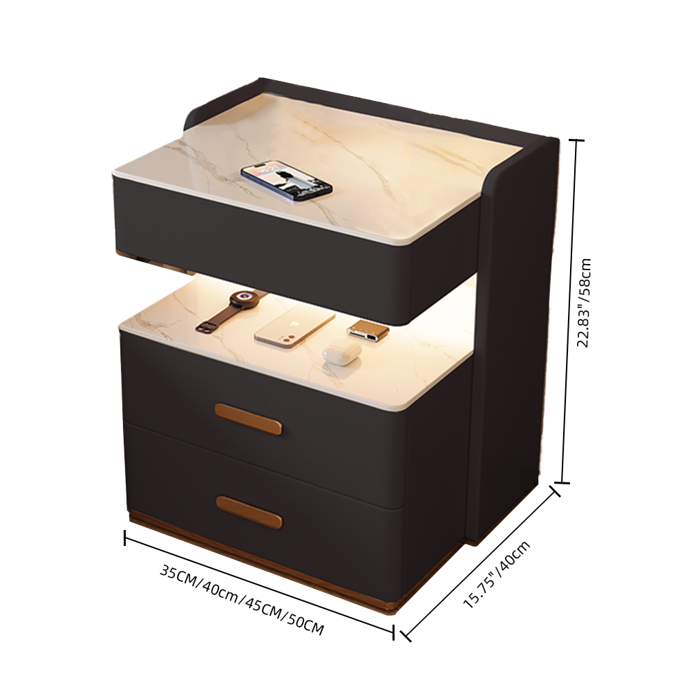 Free Installation Smart Bedside Table Multifunctional Solid Wood Bedside Storage Cabinet
