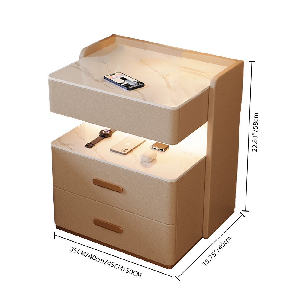 Free Installation Smart Bedside Table Multifunctional Solid Wood Bedside Storage Cabinet