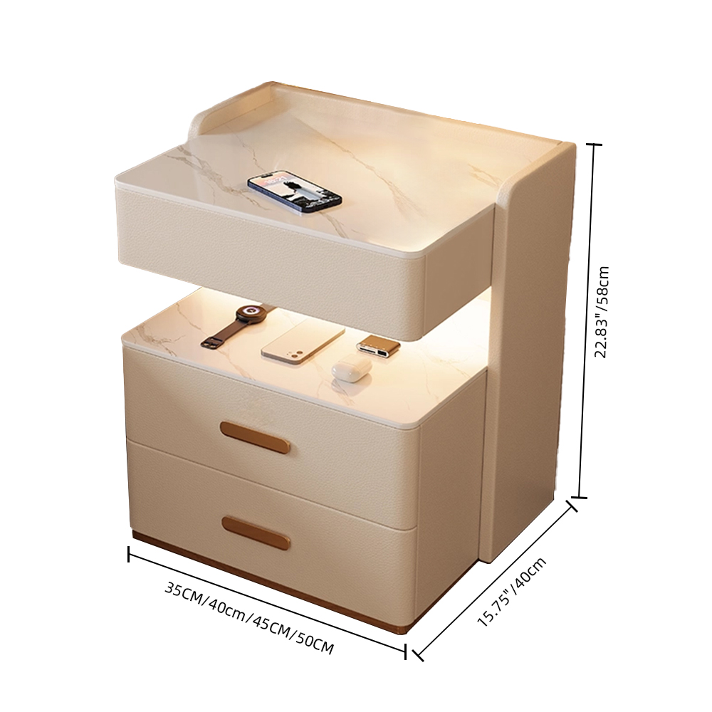 Free Installation Smart Bedside Table Multifunctional Solid Wood Bedside Storage Cabinet