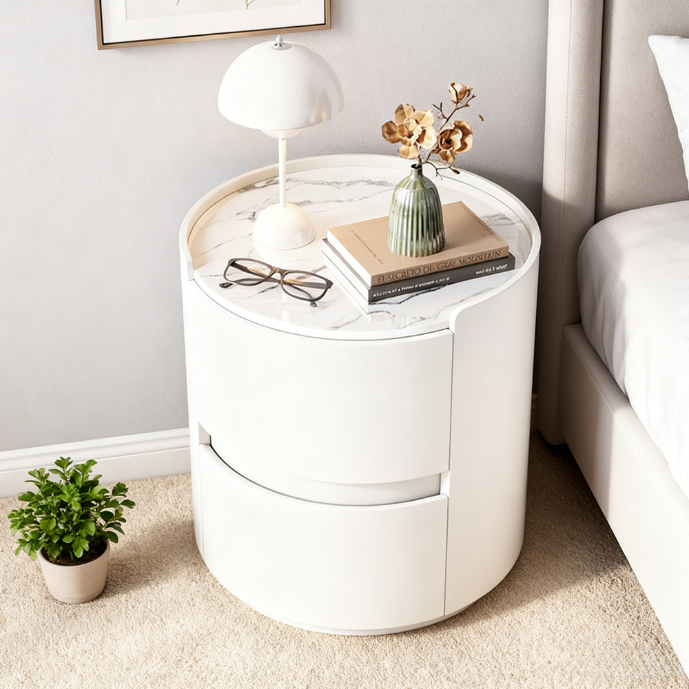 Modern Simple Double Drawer Cylindrical Bedside Table Bedroom Living Room Storage Cabinet