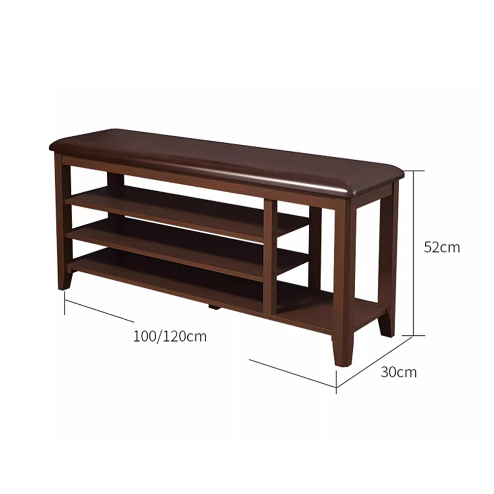 Solid Wood Shoe Changing Stool with Soft Cushion for Door Entrance