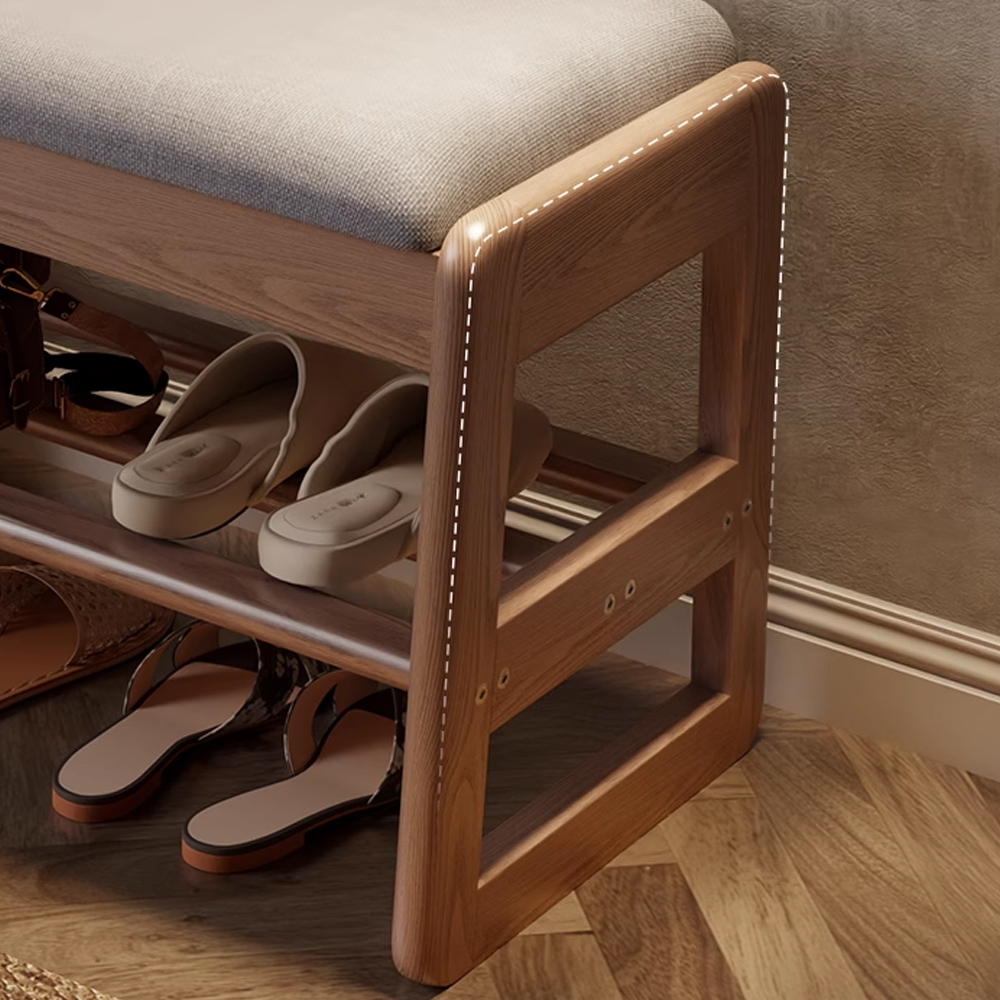 Solid Wood Shoe Changing Stool Entryway Storage Multi Function Hallway Storage Stool