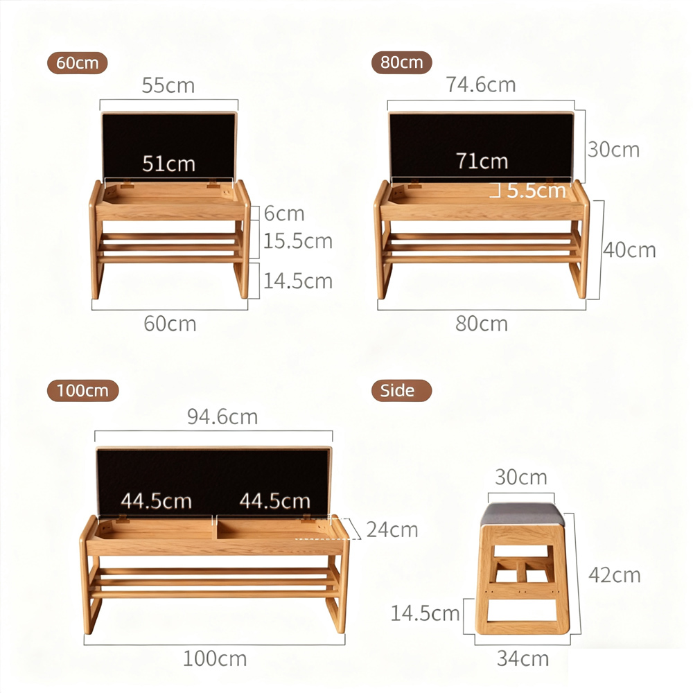 Solid Wood Shoe Changing Stool Entryway Storage Multi Function Hallway Storage Stool