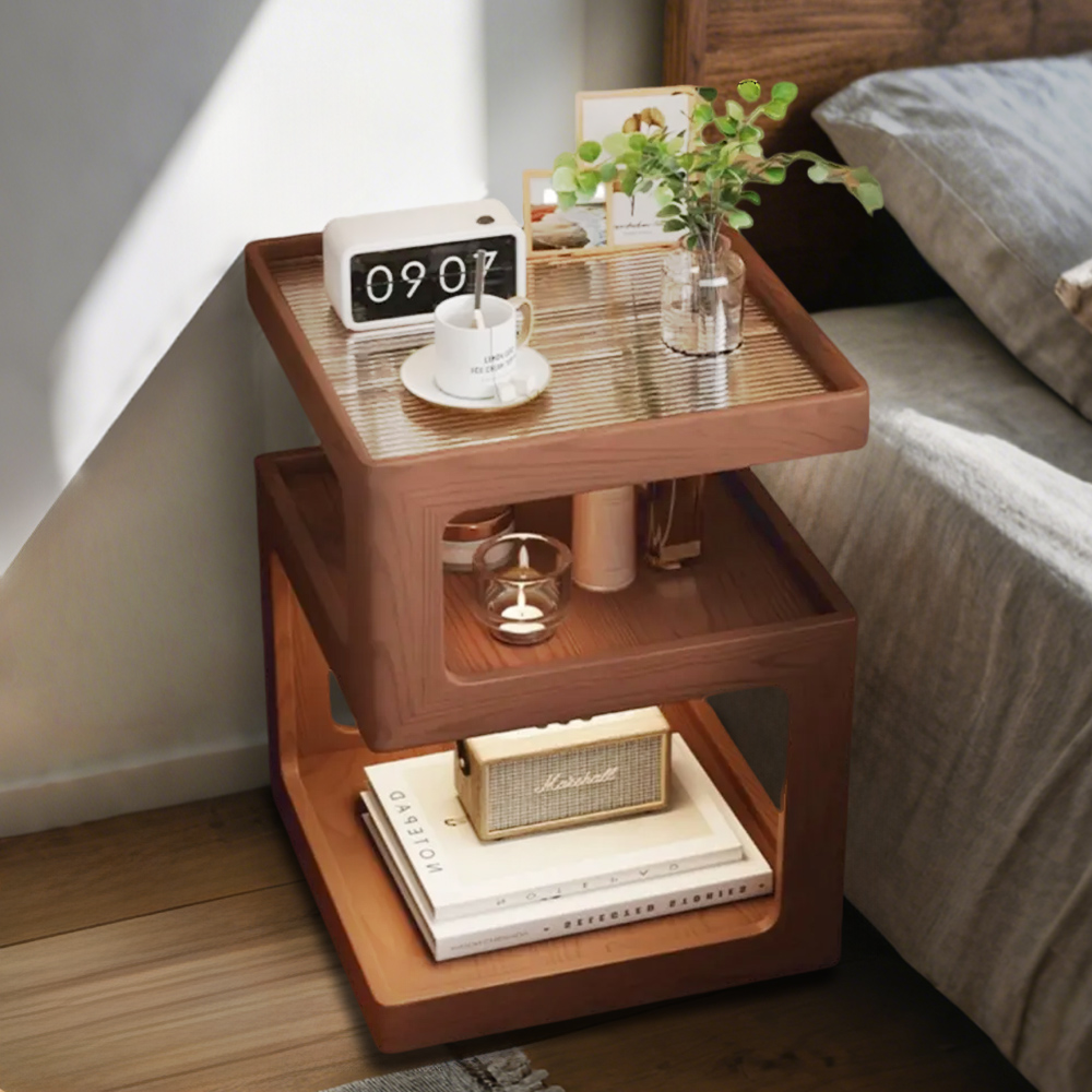 Solid Wood Bedside Table Small Bedroom Multi-layer Bedside Table