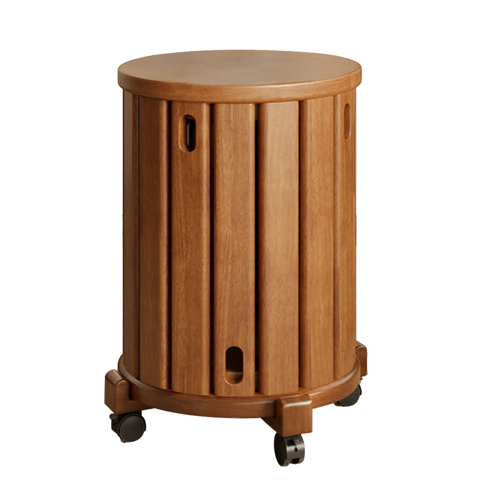 Japanese Solid Wood Folding Stool Living Room Tea Table Round Stool 2 In 1