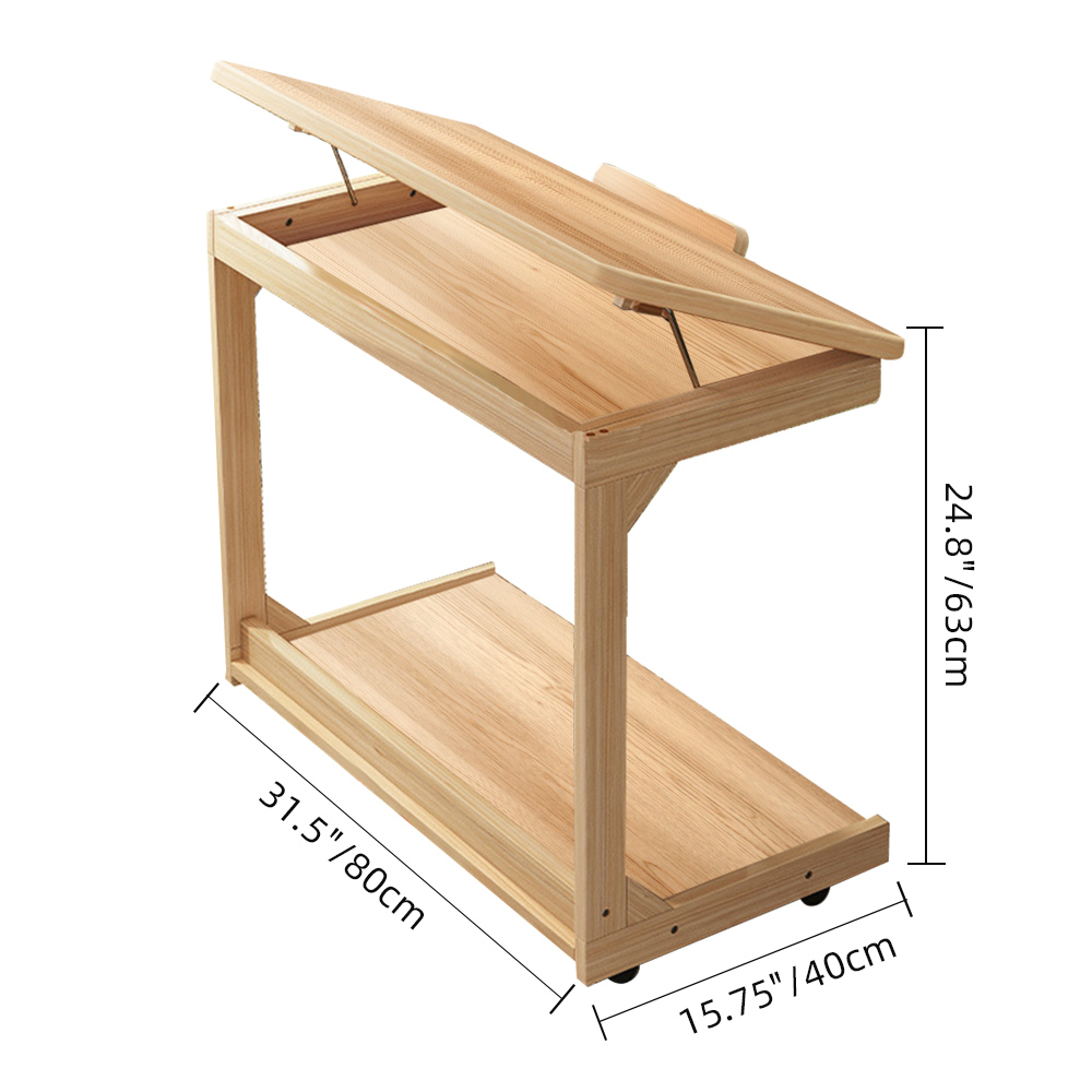 Removable Flip Solid Wood Side Table Living Room Bedside Sofa Notebook Table