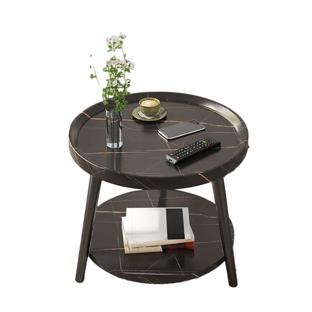 Nordic Simple Double Layer Round Table Small Coffee Table Living Room Side Table