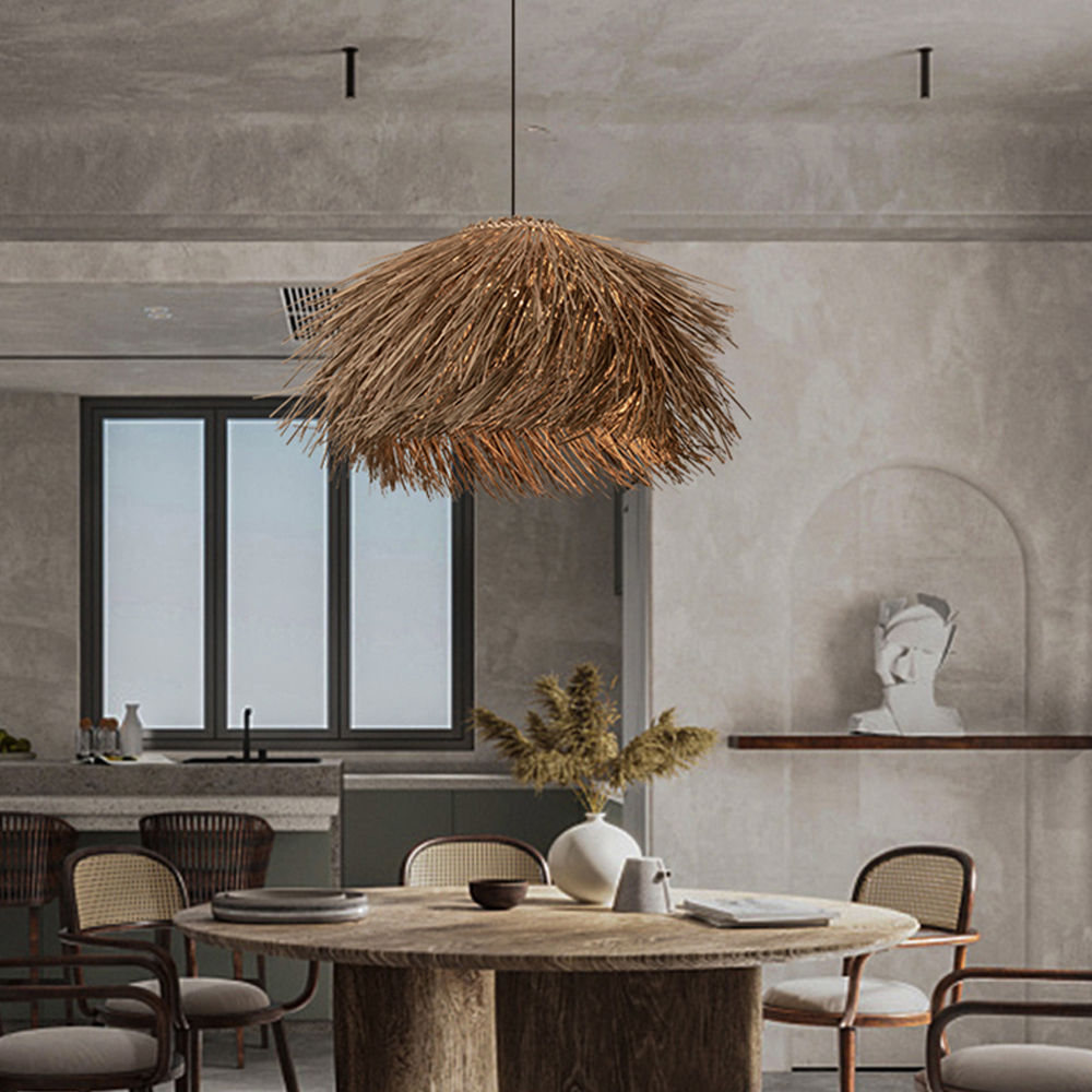 Southeast Asia B&B Retro Rattan Chandelier Wabi-sabi Bedroom Pendant Light-Handwovenlamp