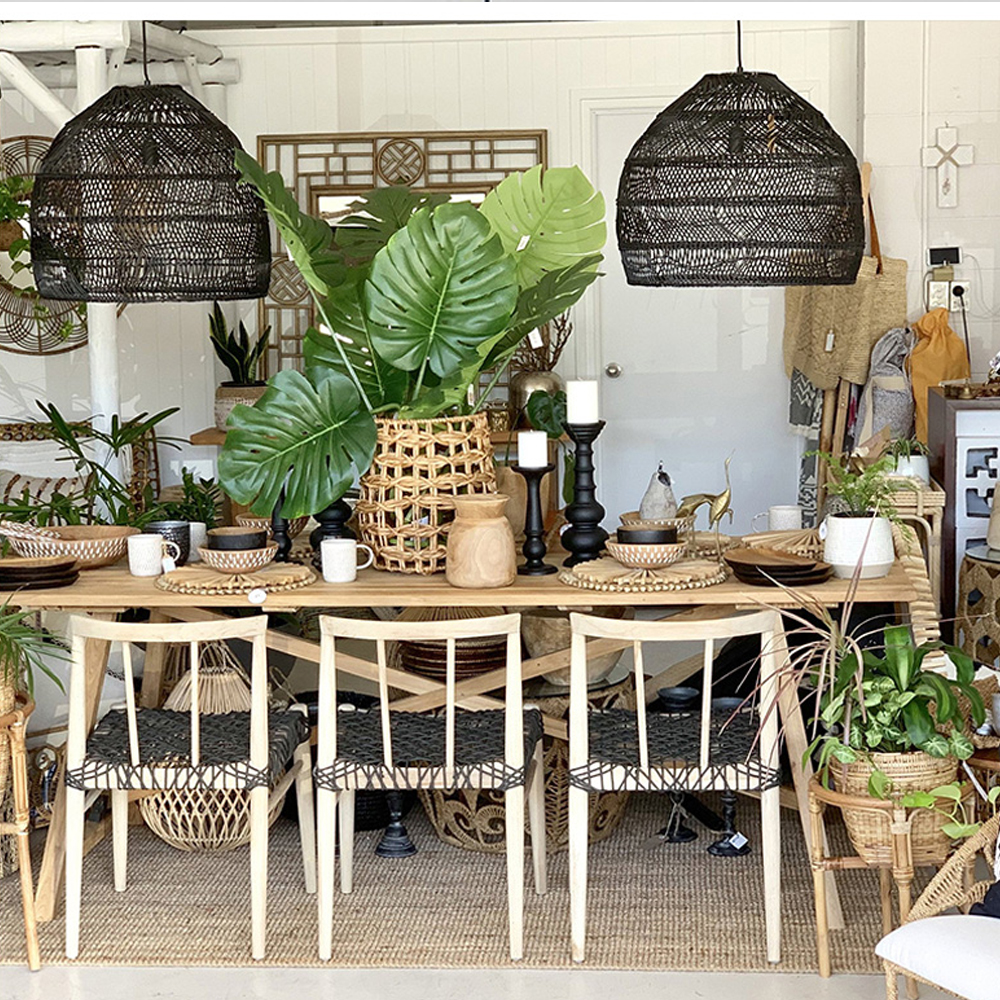 Boho Kitchen Island Lighting DIY Natural Rattan Chandelier Lamp Shades-Handwovenlamp