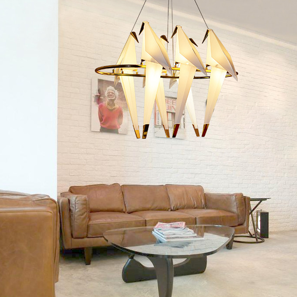 Dutch Minimalist Acrylic Ceiling Light Origami-Bird Pendant Lamps-Handwovenlamp