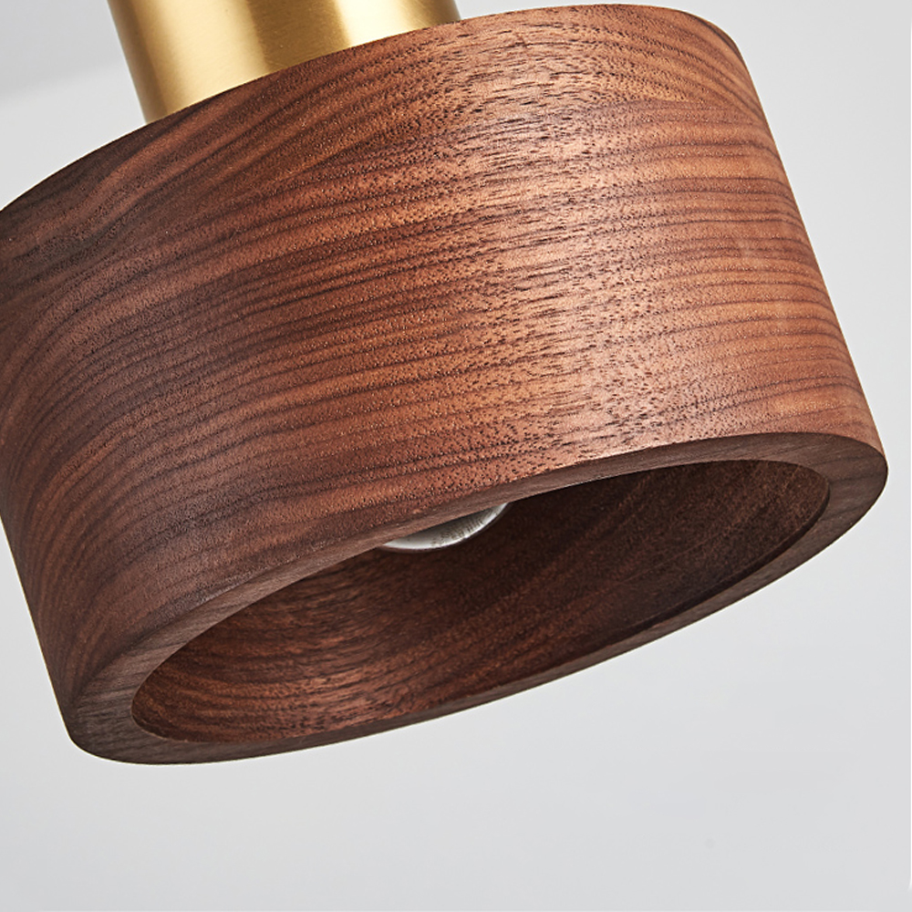 Bedroom Bedside Chandelier Light Luxury Walnut Solid Wood Small Pendant Light-Handwovenlamp