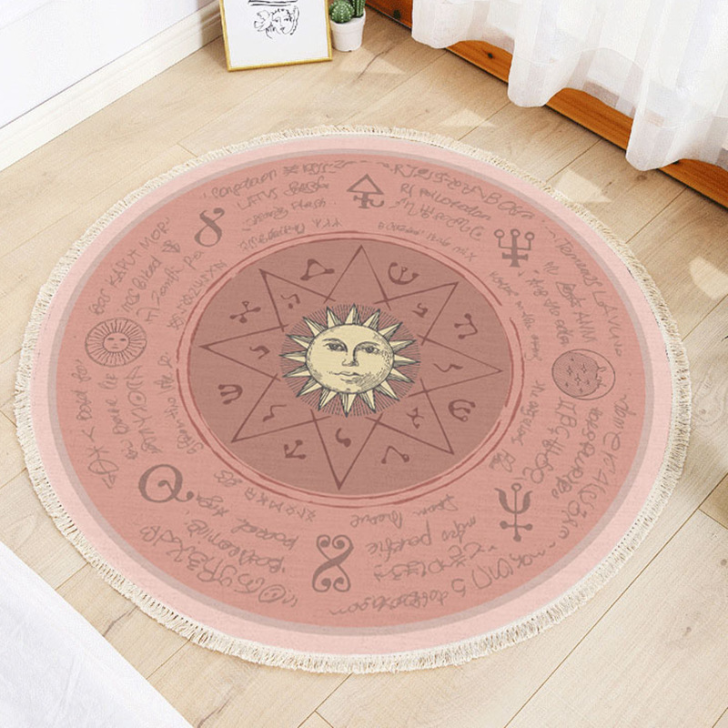 Round floor mat bedroom bedside living room decorative carpet-Handwovenlamp