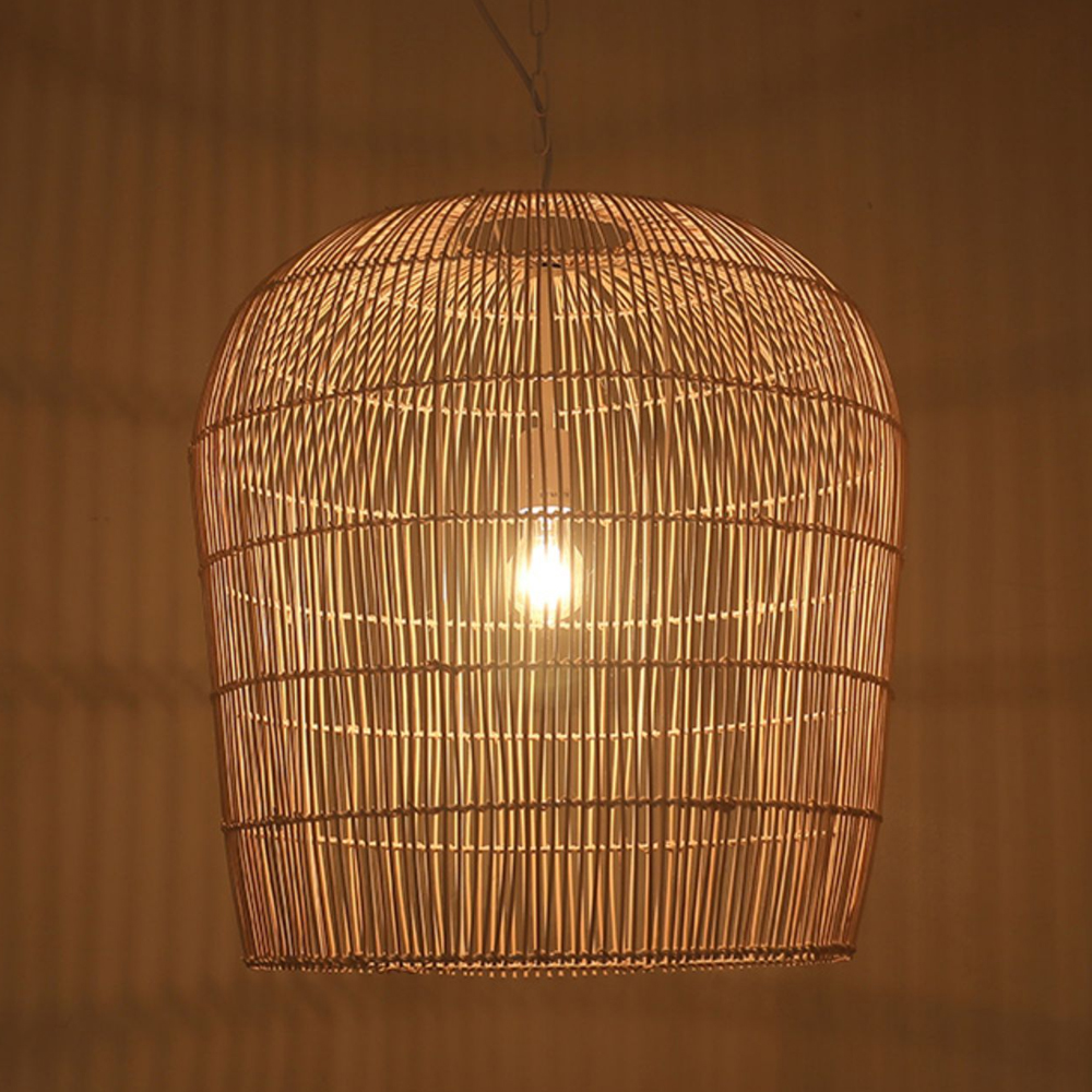 Coastal Chic Rattan Lighting Natural Handwoven Pendant Lamp Shade-Handwovenlamp