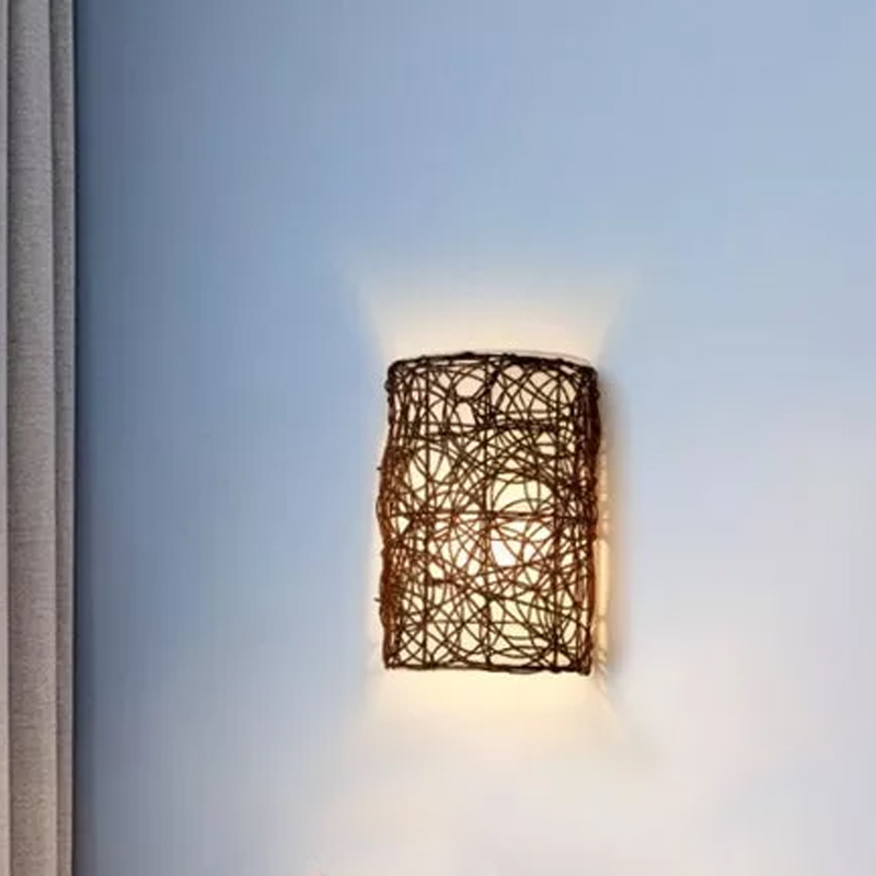 Moroccan Wicker Rattan Wall Pendant Lamps-Handwovenlamp